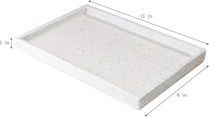 Bathroom Tray,Goporcelain Marble Tray for Bathroom Counter Decor Ceramic Perfume Organizer Vanity Tray for Dresser Jewelry Dish Key Plate Rectangle Marble Sink Trays Countertop Organizer Holder,Medium
