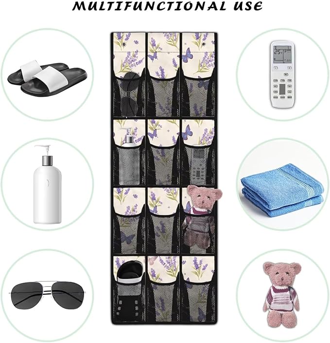 Lavender Over The Door Shoe Organizer,Small Hanging Shoe Rack for Closet,Quick Dry Mesh Organizer Hanging for Pantry Bathroom Closet,Organizer for Bedroom Bathroom,Kitchen