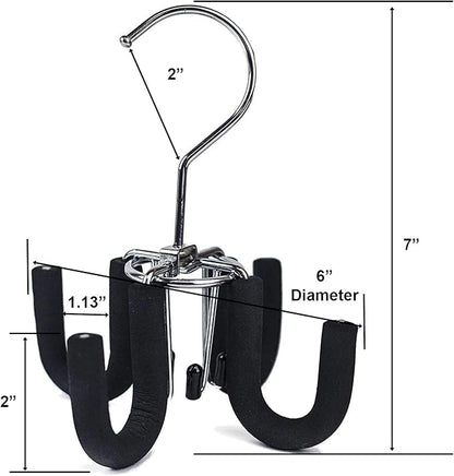 Huji 4 Hooks Swivel Belt Hanger Tie Scarves Necklace Purse Rack Clothes Organizer Closet Storage (2, Black Swivel Belt Hanger)