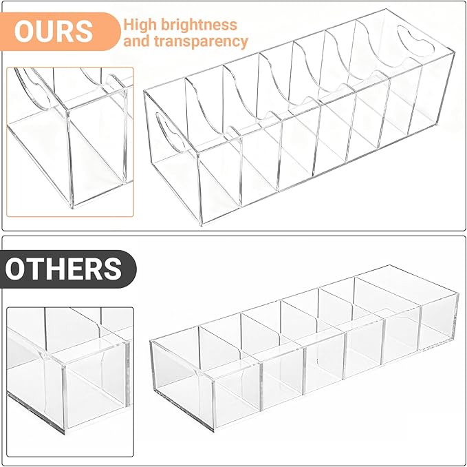 Meaocer Belt Organizer - 7 Compartment Acrylic Belt Display Case for Closet Ties and Bow Ties