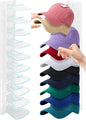 Hat Racks for Baseball Caps,Hats Rack Organizer Hold Up to 20 Hats,Hat Organizer for Baseball Caps Hat Holder Storage Display Adhesive/Wall Drilled for Wall,Door,Closet,Hat Racks for wall (1PK, Clear)