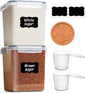 ComSaf Brown Sugar Container Set of 2 (2.5L/2.6Qt), Airtight Food Storage Containers with Lids and Terra Cotta Brown Sugar Saver, Plastic Canisters Sets for Kitchen, Pantry Organizer for Flour, Baking