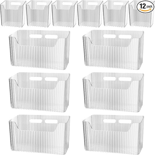 12 Pcs Storage Organizer Bins Wall Mounted Organizer Basket,Wall Organization Container Hanging Basket Bins,for Organizing Cosmetics, Toiletries and Kitchen Supplies