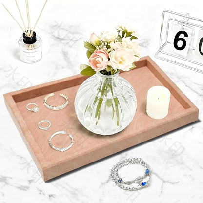 Pure Natural Marble Tray for Bathroom, Dresser, Sink. Cosmetics, toiletries, perfumes, Jewelry, Candles, etc. can be Placed (Cherry Blossom Pink, 12" x 8" x 1.2")