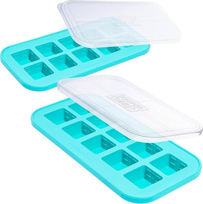 Souper Cubes 2 Tbsp. Silicone Freezer Molds - Perfect for Storing Garlic, Herbs, Ginger, Pesto, Tomato Paste, Lemon Juice, Purees and More - Aqua – 2-Pack