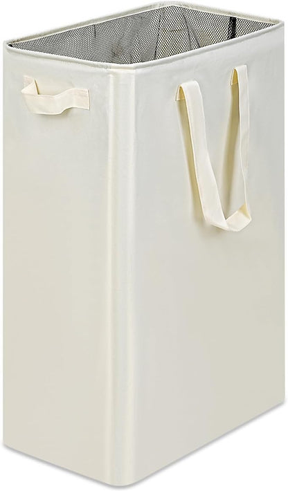 efluky Slim Laundry Basket, Narrow Laundry Hamper with Handles, Collapsible Dirty Clothes Hamper, Tall Laundry Bin for Laundry Room, Dorm and Bedroom, 19.8 Gallon (75L) Beige