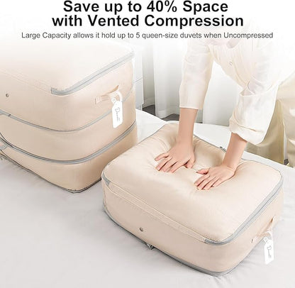 DIMJ Comforter Storage Bag - 110L Large Capacity Ultra Space Saving Self Compression Organize for Duvet, Pillow, Bedding, Blanket Sheet Storage Organizer Nylon Compression Bag for Storage