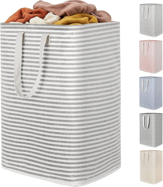 Lifewit 1 Pack Laundry Basket 80L Each, Collapsible Clothes Hamper with Reinforced Handles, Freestanding Waterproof Design for Bedroom and Laundry Room, Grey 80L Total