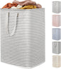 Lifewit 1 Pack Laundry Basket 80L Each, Collapsible Clothes Hamper with Reinforced Handles, Freestanding Waterproof Design for Bedroom and Laundry Room, Grey 80L Total