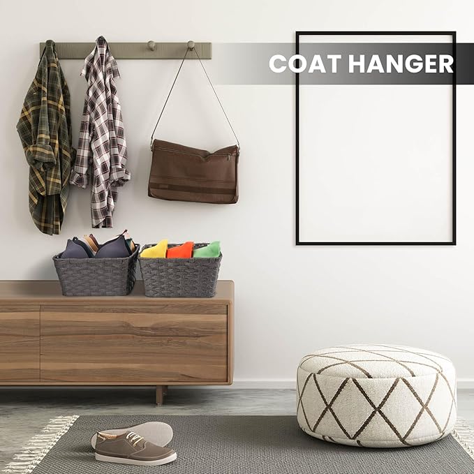 Onlytak Wicker Storage Baskets, Baskets for Shelves, Toilet Paper, Woven Storage Baskets for Organizing, Dark Grey, 12" x 12" x 6", 2-Pack