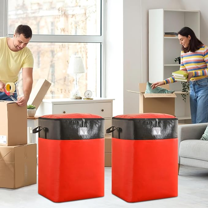 Upgrade Moving Bags Heavy Duty Extra Large,Heavy-Duty Storage Bags – Alternative to Moving Boxes, Plastic Storage Bins, Mattress Bags for Moving & College Essentials (red, 140L)