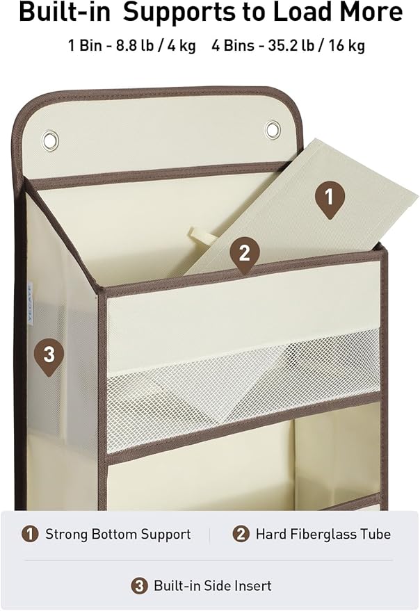 Yecaye Hanging Over the Door Organizer 1 Pack, 35.2lbs Load Toy Stuffed Animal Storage, Swing-proof Bathroom Organizers and Storage for Nursery Newborn Baby Essential Stuff Beige