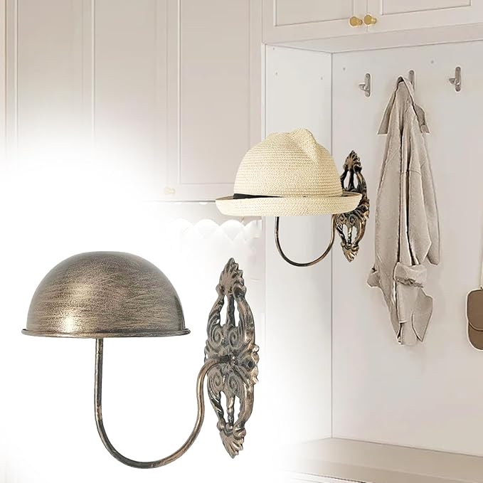 Wall Mounted Hat Wig Display Racks Hat Rack Metal Decorative Hat Stand Hat Holder for Cloakroom Bedroom Hallway Entryway Home