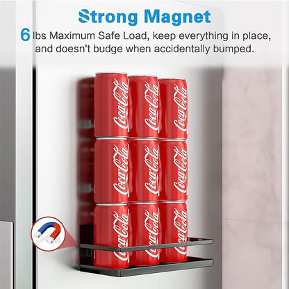 Magnetic Spice Rack, Strong Magnetic Shelf with 2 Removable Hooks, Perfect Space Saver for Small Kitchen/Apartment, Awesome Metal Cabinet for Holding Spices, Jars, Bottle, Beverage(Black)