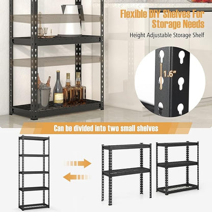 Goplus 5-Tier Metal Shelving Unit, 2 Pack Heavy Duty Wire Storage Rack with Anti-Slip Foot Pads, Height Adjustable Shelves for Warehouse, Kitchen, Living Room, Garage, 12" D x 27.5" W x 66" H