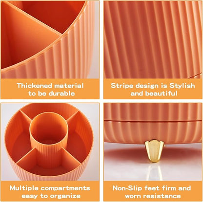 fanado 360° Rotate Makeup Brush Holder Organizer, Makeup Organizers Countertop, Makeup organization and Skincare Storage for Vanity, Desktop, Bathroom (Orange)