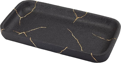 Nicole Miller - Vanity Tray, Resin Countertop Accessories, Dorm Room Essentials (Sydney Collection, Black/Gold)