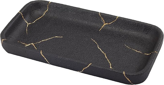 Nicole Miller - Vanity Tray, Resin Countertop Accessories, Dorm Room Essentials (Sydney Collection, Black/Gold)