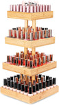 Homde Nail Polish Display Stand and Storage: 360 Degree Rotating Bamboo Rack Organizer, 4 Tier Makeup Holder for Fast Access on Countertop or Vanity for Girls & Women,Brown