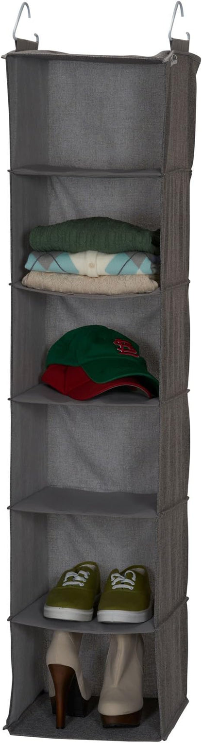 Household Essentials 6-Shelf Linen Hanging Closet Organizer, Gray