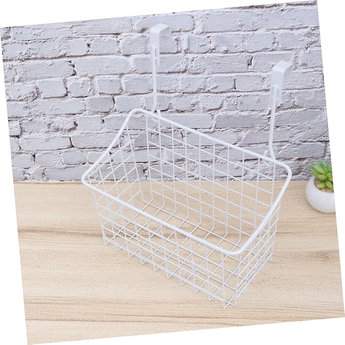 VICASKY White Hanging Storage Rack Over Door Basket for Kitchen Cabinet Bathroom Office Ventilated Organizer with Easy Installation Rust Resistant Saving Storage