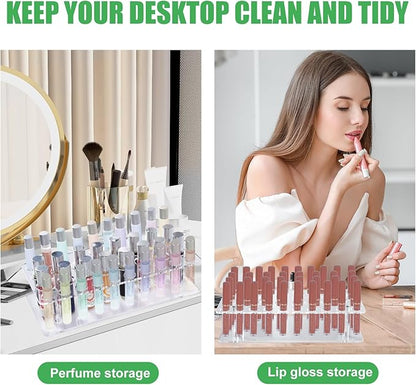 Rollerball Perfume Organizer, Beauty Scent Holder, 36 Space Clear Acrylic Perfume Organizer consists of 16 large sizes and 20 small sizes Tall Scented Oil Storage Display Case