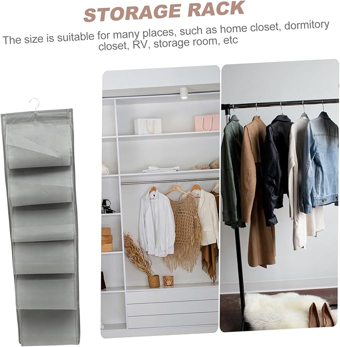 Hanging Shoe Storage Bag Organizer for Closet Multi-layer over Door Storage for Shoes Socks and Underwear Space-saving Gray Design for Bedroom Dorm Use