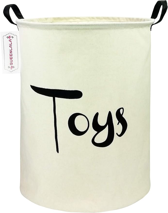 QUEENLALA Large Storage Basket,Laundry Hamper/Bathroom/Home Decor/Collapsible Round Storage Bin,Boys and Girls Hamper/Boxes/Clothing(Toys)
