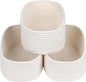 CubesLand Off White Small Storage Baskets for Shelves, Closet Organization Storage Bins Empty Gift Basket Baby Nursery Woven Baskets for Organizing, Rectangular Clothes Closet Shelves Baskets 3 Packs