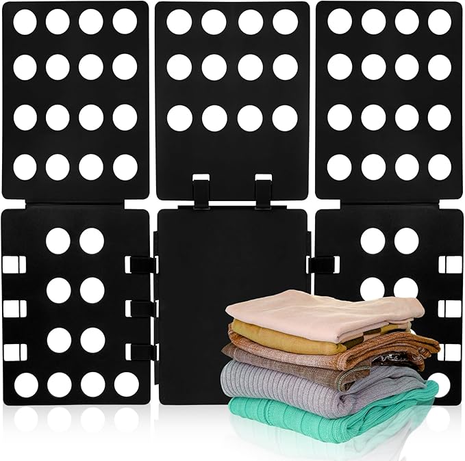T Shirt Folding Board Laundry Organizer Durable Tool T Shirt Clothes Folder Plastic Easy and Fast Folding Board for Kid Children and Adult to Fold Clothes Black