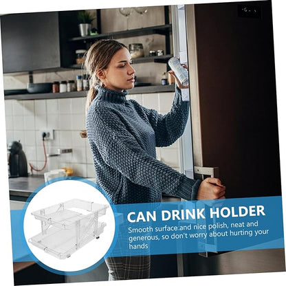 STOBAZA Rolling Soda Can Organizer Double-layer Telescopic Beverage Storage Rack for Fridge Easy Access Can Dispenser Versatile Drink Holder for Home and Office Design