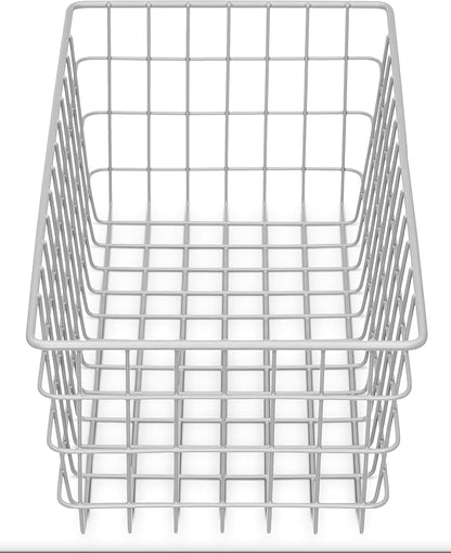 Whitmor 4 Pack Grey Wire Baskets for Organizing Office Wire Storage Baskets Wire Baskets Grey Metal Storage Baskets for Pantry Kitchen Bins Freezer