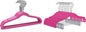 Quality Kids Children's Plastic Non Velvet Non-Flocked Thin Compact Shirt and Skirt/Pant Bundle Coat Hangers with Metal Clips for Skirts Pants Blouses 360° Swivel Hook, Jacket, Pink