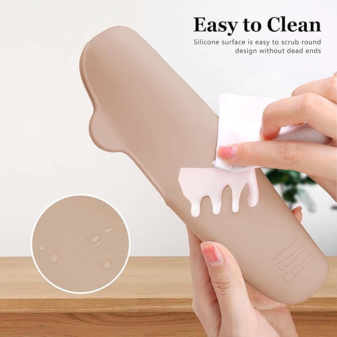 Bpluma Silicone Makeup Brush and Beauty Blender Holder, Half open Snap Design, Washable Powder Puff Case For Travel Business