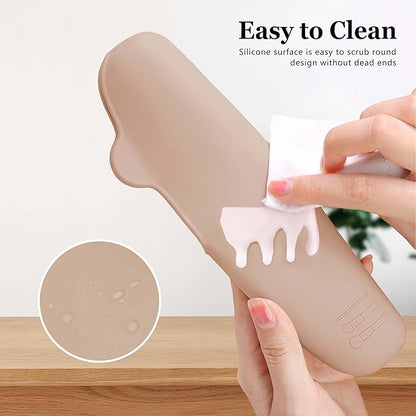 Bpluma Silicone Makeup Brush and Beauty Blender Holder, Half open Snap Design, Washable Powder Puff Case For Travel Business