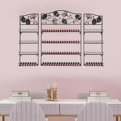 4 Tier Wall-Mounted Nail Polish Storage Racks 3PCS Metal Nail Polish Organizer Shelf for Wall Cosmetic Display Cases Perfume Lipstick Display Stand for Home Spa Nail Salon