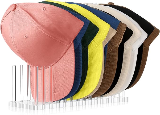 Hat Organizer for Baseball Caps, Acrylic Hat Rack for 14 Baseball Caps, Hat Holder Display and Organizer for Closet, Tabletop, Dressing Table