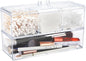 2 Layer Qtip Holder Transparent 3 Compartments Cotton Ball and Swab Holder Organizer with Lid,Jar for Cotton Rounds,Bathroom Containers,Clear Acrylic Desk Organizer for Makeup Pads,Cosmetics Bedroom