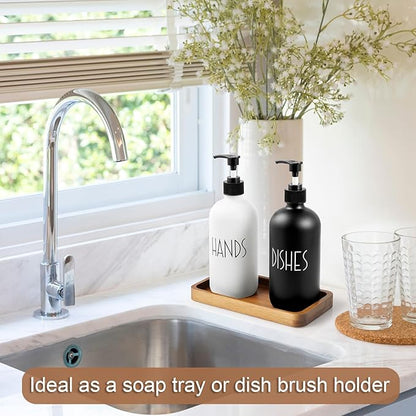 ALELION 8" Acacia Wood Bathroom Vanity Tray for Counter - Dresser Top Tray for Perfume Jewelry Candle Key Catchall - Small Kitchen Countertop Organizer for Soap Dispenser and Sponge Holder