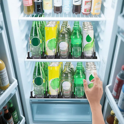Drink Organizer for Fridge, Soda Can Dispenser for Refrigerator, Automatic Self-Pushing Drink Pusher, Space-Saving Fridge Storage, Holds up to 25-30 Cans, 5 Row