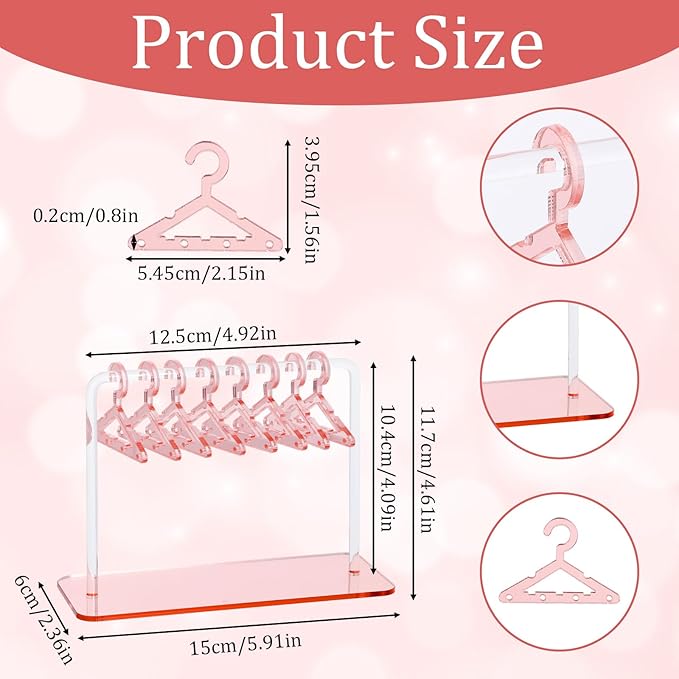 Acrylic Earring Holder, 6 × 4.6 Inch Coat Hanger Stud Earring Organizer Small Fun Jewelry Display for Home Earrings Storage Retail Show Marketing (Pink)
