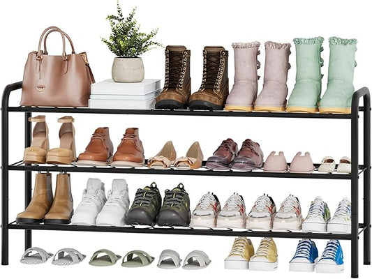 viewcare Long Shoe Rack for Closet, 3-Tier Extra Long Shoe Rack for Entryway & Garage, Sturdy Metal Construction, Shoe Organizer Holds 15-18 Pairs