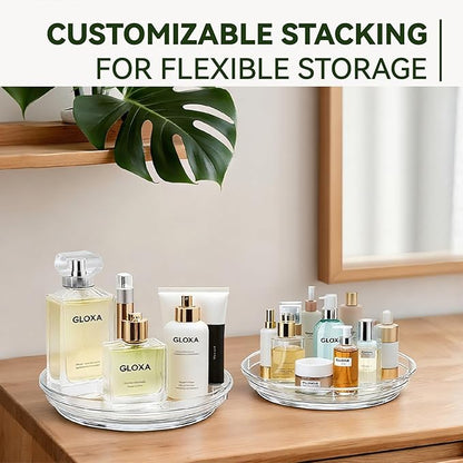 2 Pack Lazy Susan Turntable Organizer for Cabinet, 9.25'' Rotating Spice Rack Organization for Kitchen, Pantry, Bathroom, Vanity, Countertop, Medicine Storage, Seasoning Spice Organizer