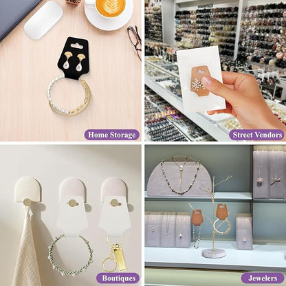 500pcs Jewelry Display Cards with Adhesive,1.7*4.7inch Necklace Display Cards with 500pcs Packaging Bags Jewelry Holder Cards Hanging for Earring Hair Band Keychain Scrunchies (500pcsBlack)