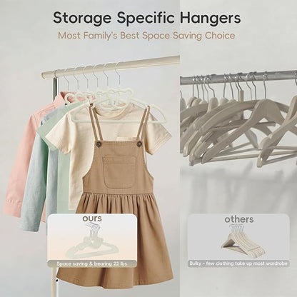 GoodtoU 50 Pack Baby Clothes Hangers, 12.8 Inch Kids Plastic Hangers, Non-Slip Nursery Closet Hangers for Infant & Toddler Clothes, White - Bear