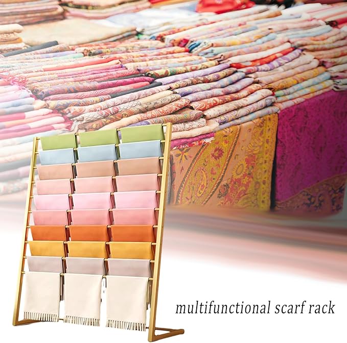 Scarf Display Stand, 10 Tier Metal Scarf Holder Organizer, Freestanding Scarf Rack for Commercial Clothing Retail Store Towel Rack Ties Belt Pants Hanging Rack