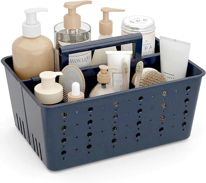 Lifewit Shower Caddy Portable, Cleaning Supplies Caddy Organizer with Handle and Adjustable Dividers, Plastic Shower Basket for Dorm Room Essentials, College, Bathroom, Slate Blue, 1 Pack