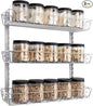 SWOMMOLY Adjustable Wall Mount Spice Rack, 3-Tier Dual-use (Multi-use) Organizer, Silver