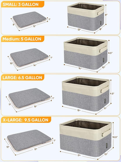 BALEINE 2 Pack Fabric Closet Storage Bins for Shelves, Linen Closet Organizers and Storage, Decorative Baskets for Organizing, Shelf, Clothes, Home, Office (Grey, 12"x8"x8")