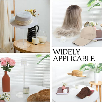 4 Pcs Acrylic Hat Stand Holder, 12 Inch Wig Display Rack Clear Thickened Pedestal Stands Round Acrylic Risers Stand for Jewelry, Watches, Caps Display